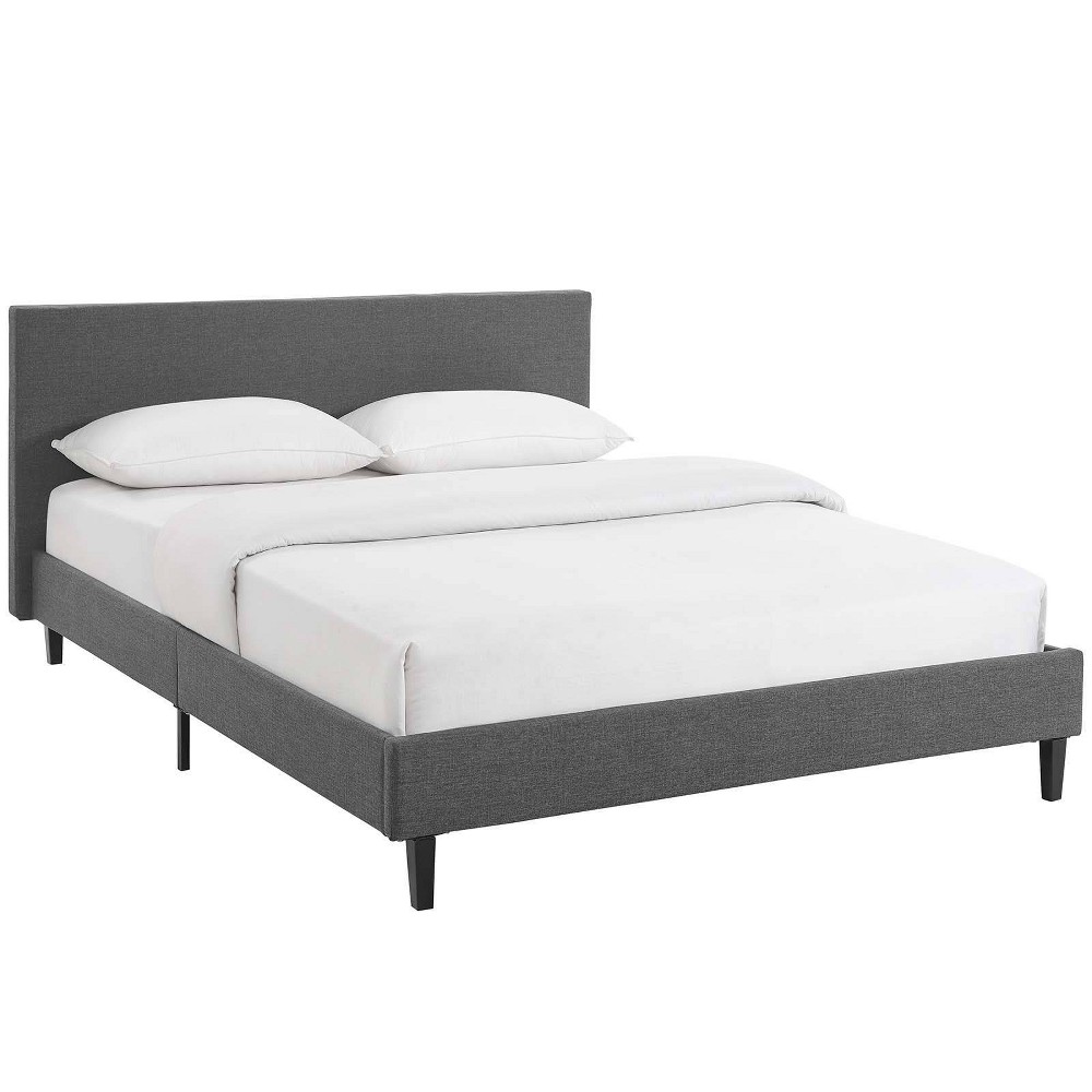 Photos - Bed Frame Modway Anya Fabric Bed Full Gray  