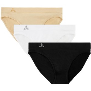 Balanced Tech Women's 3 Pack Seamless Low-Rise Bikini Panties - Black/Charcoal/Grey - Large - 1 of 2