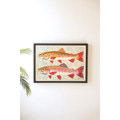 Decorative Framed Two Fish Wall Art – 26.5