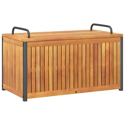 vidaXL Patio Cushion Box - Solid Acacia Wood and Steel - Garden/Outdoor Storage - 33.5"x17.7"x20.9" - Weather-Resistant