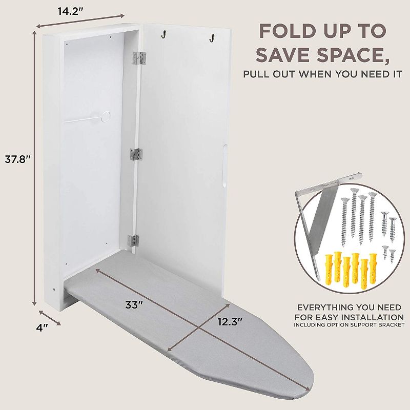 Ivation Foldable Ironing Board Cabinet Wall-Mount with Right Side Door, 4 of 7