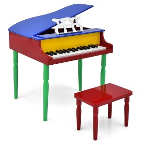 30 Key Wood Toy Kids Grand Piano with Bench and Music Rack Multicolor Color M