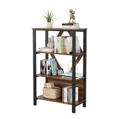 5/4/3 Tier Industrial Bookshelf with LED Lights, Metal Display Book Case, Open Book Shelf Organizer