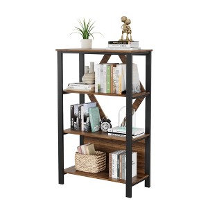 5/4/3 Tier Industrial Bookshelf with LED Lights, Metal Display Book Case, Open Book Shelf Organizer - 1 of 4
