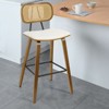 Bekrvio 26" Mid Century Modern Counter Height Bar Stools - Rattan Cane Back, Wood, PU Leather Upholstered for Kitchen Island Dining - 2 of 4
