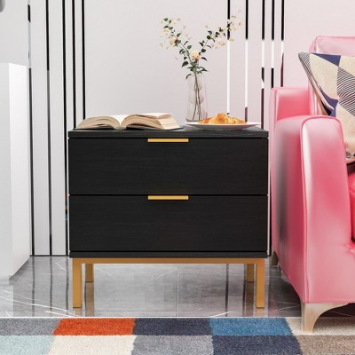 FUFU&GAGA Contemporary Design Two Drawer Nightstand for Bedroom Storage Bedside Dresser