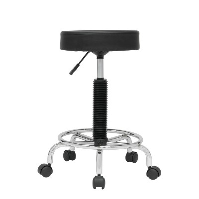 Calico Designs Deluxe Height Adjustable Swivel Padded Swivel Stool with Casters Chrome/Black