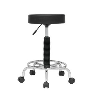 Calico Designs Deluxe Height Adjustable Swivel Padded Swivel Stool with Casters Chrome/Black - 1 of 4
