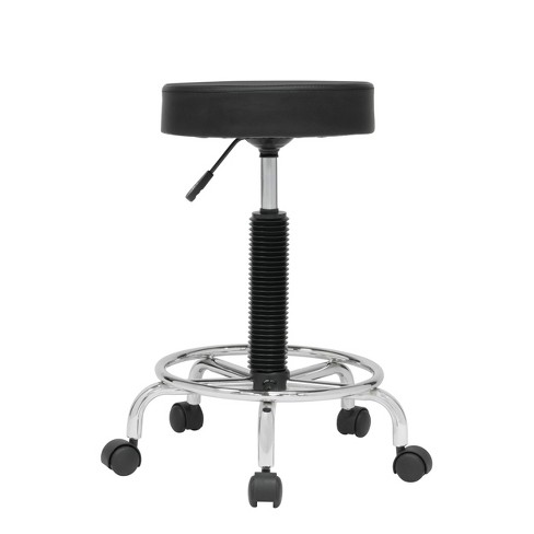 Calico Designs Deluxe Height Adjustable Swivel Padded Swivel Stool With Casters Chrome black Target