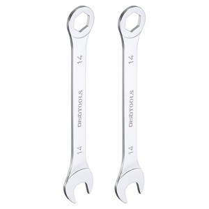 Unique Bargains CR-V 6-Point Ended Box 15 Degree Offset Open End Metric Thin Combination Wrench 2 Pcs - 1 of 4
