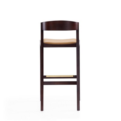 Klismos Camel Faux Leather and Beech Wood Barstool Set