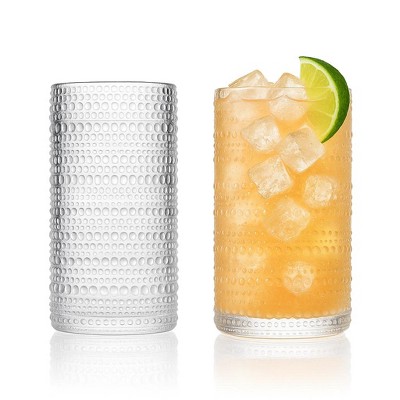 Vintage Clear Hobnail Highball Glasses - 15oz