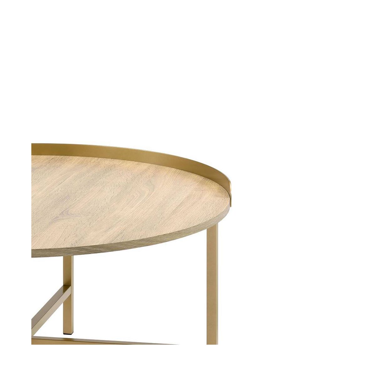 Acme Furniture Mithea Coffee Table Oak Table Top/Gold Finish - thumbnail 5