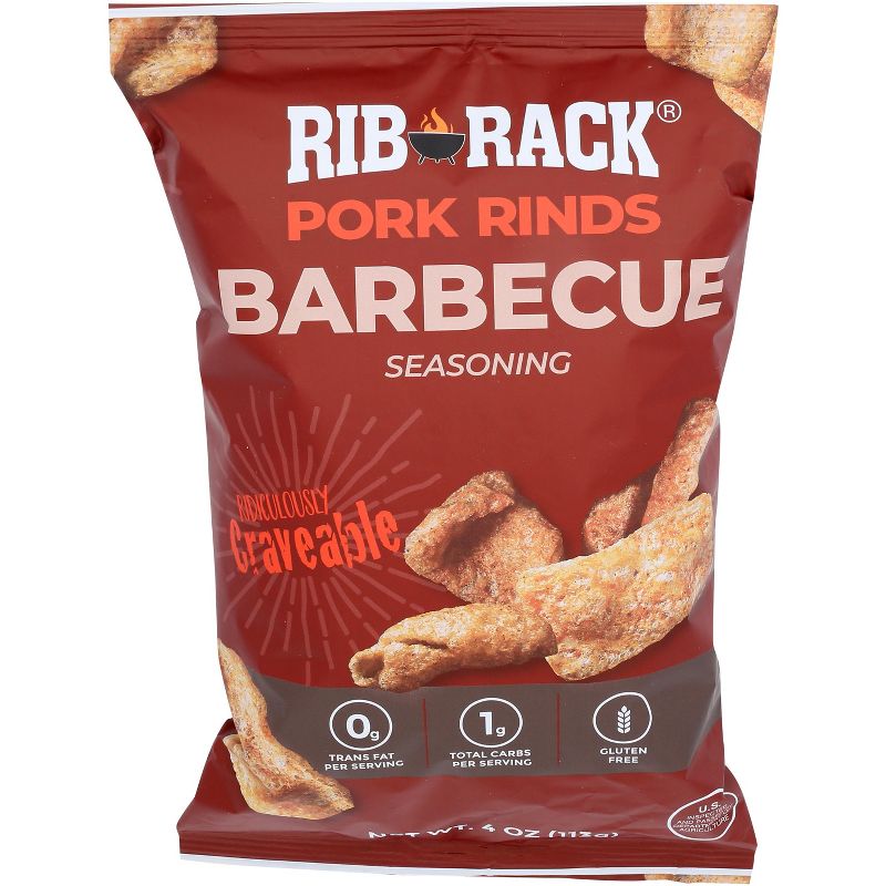 Rib Rack Barbecue Pork Rinds - Case of 12 - 4 oz, 1 of 2
