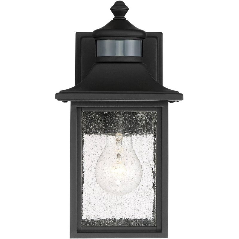 John Timberland Moray Bay Mission Outdoor Wall Light Fixture Black Motion Sensor Dusk to Dawn 11 1/2" Seedy Glass for Post Exterior Barn Deck House, 5 of 9