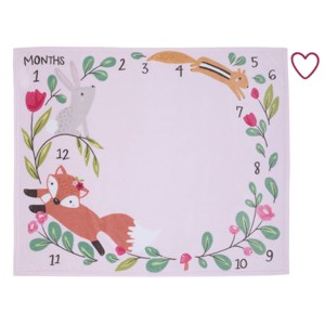 NoJo Woodland Animals Super Soft Photo Op Milestone Baby Blanket - Pink - 1 of 4