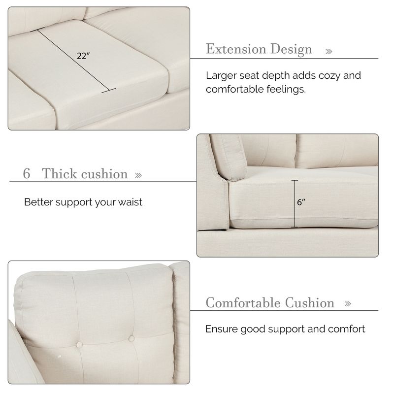 97.2" Upholstered Sectional Sofa Couch with Chaise Lounge and one Lumbar Pad-ModernLuxe, 5 of 16