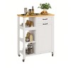 Kitchen Island Cart On Wheels With Trash Can Storage Cabinet Rolling Portable Dining Room Serving Utility Carts Mobile Movable - 4 of 4