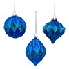 Kurt Adler 80MM Glittered, Sequin Blue Ball, Finial and Onion, 3 Piece Set - 3 of 4