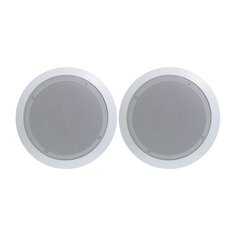 PDIC1686 Pyle Pair 8” Flush Mount in-Wall in-Ceiling 2-Way Speaker System Spring Loaded Quick Connections Changeable Round/Square Grill Stereo Sound Polypropylene Cone Polymer Tweeter 250 Watt