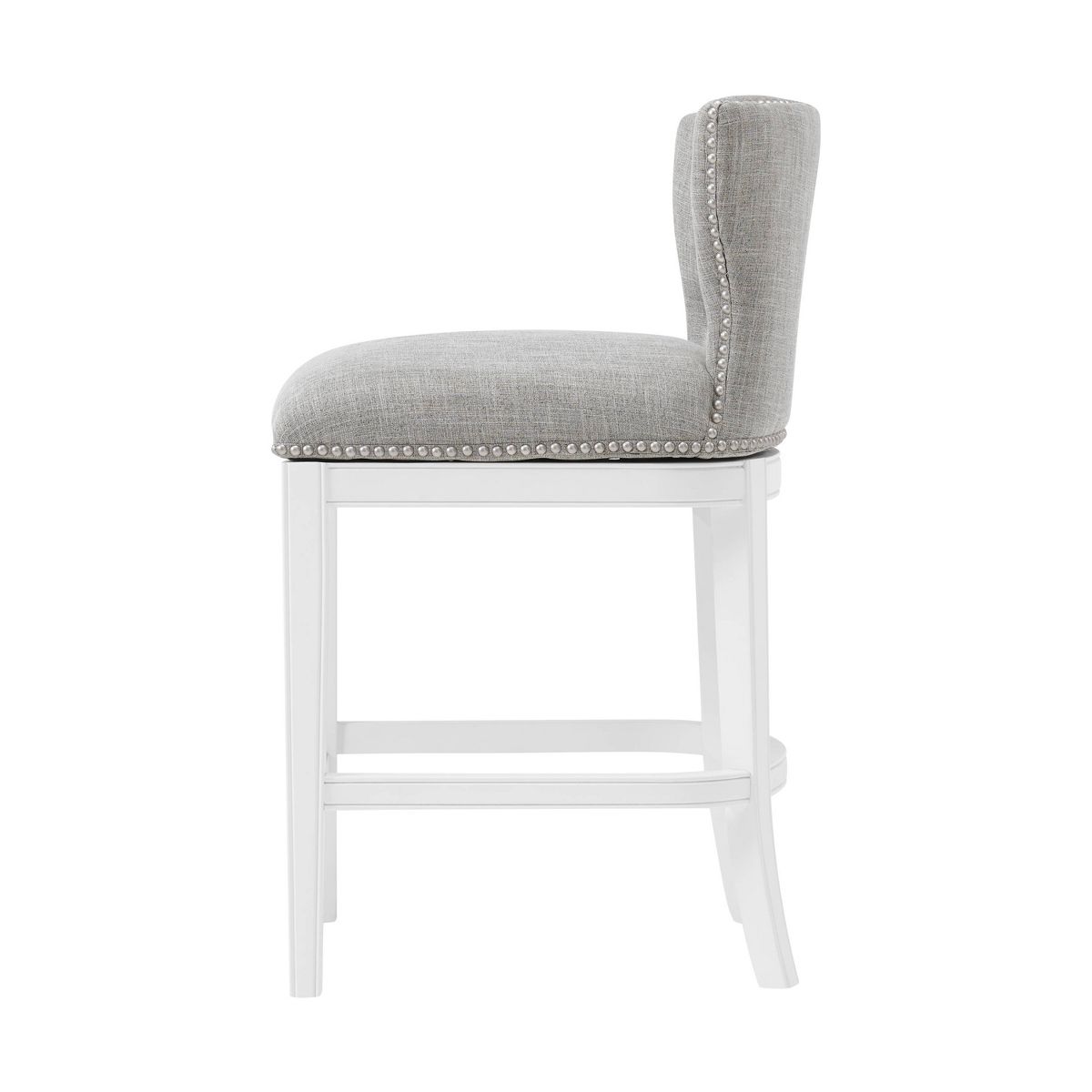 Set of 2 Miranda Swivel Counter Height Barstools White - Alaterre Furniture: Linen Fabric, Nailhead Trim, Memory Return-Swivel - thumbnail 5