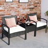 Costway 3PCS Patio Rattan Furniture Set Table & Chairs Set with Thick Cushions Garden - 3 of 4