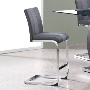 PAGED Counter Height Bar Stools with L Shape Legs, Sleek Style Dining Chairs with Silver Metal Base for Home Pub, Set of 4 - 1 of 4
