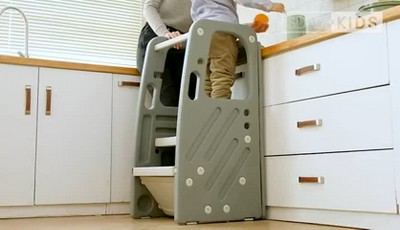 Green Children's Plastic Learning Step Stool with Adjustable Heights