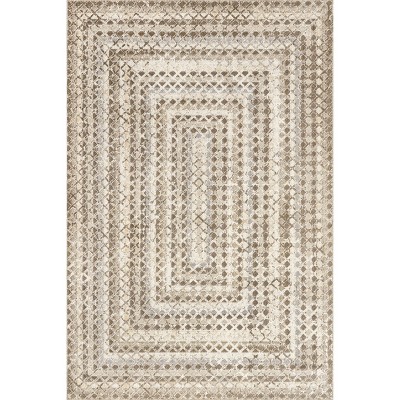 Nuloom Carley Geometric 5x8 Machine Washable Indoor Area Rug for Living Room Bedroom Dining Room Kitchen, Beige/Ivory