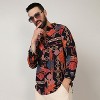 Campus Sutra Men Men's Crimson Red & Navy Blue Artistic Block Shirt - 2 of 4