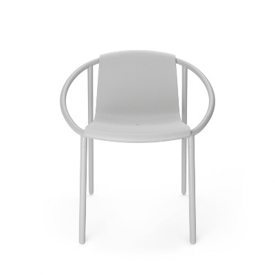 Eco-Friendly Bent Metal and Wood Fiber Composite Outdoor Chair in Gray
