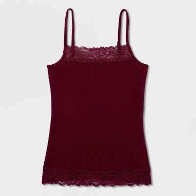 Women's Lace Long and Lean Cami - Wild Fable™ Berry Red XS : Target