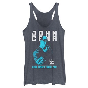 Womens WWE John Cena You Can't See Me Blue Racerback Tank - 1 of 4