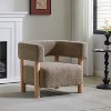 Christopher Knight Home Bram Rubberwood Boucle Upholstered Accent Arm Chair with Open Curved Back - 2 of 4
