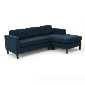 Wilder Mid Century Fabric Chaise Sectional Navy Blue -Christopher Knight Home, Blue Blue