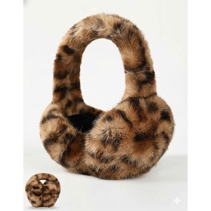 FAAYFIAN Deep Leopard Faux Fur Womens Ear Warmer, Soft Foldable Fluffy Ear Muffs Headband Winter Warmers for Cold Weather - 1 of 4