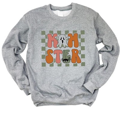 Simply Sage Market Women's Graphic Sweatshirt Checkered Momster Ghost