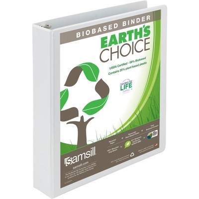 Samsill Earth's Choice Eco-Friendly Binder, 1-1/2 Inch D-Rings, White