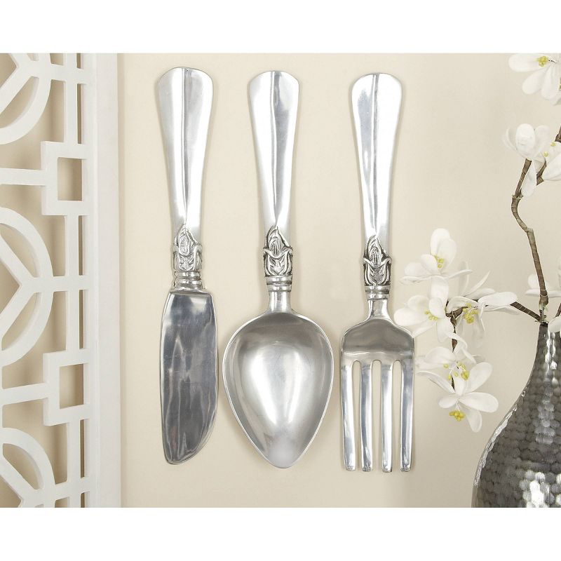 Set of 3 Aluminum Utensils Knife, Spoon and Fork Wall Decors - Olivia & May, 2 of 17