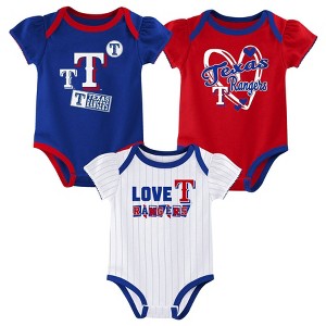 MLB Texas Rangers Infant Girls' 3pk White Bodysuit - 1 of 4