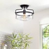 12.6" x 12.6" x 9.25" 1-Light Merwin Pendant Black - Warehouse Of Tiffany: Modern Semi-Flush Glass Shade, ETL Listed - 4 of 4