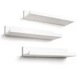 Americanflat 14 Inch Floating Shelves for Wall - Composite Wood Shelves for Bedroom, Living Room, Bathroom & Kitchen - Wall Mounted - Set of 3