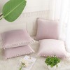 PiccoCasa Velvet Pom-Pom Solid Soft Square Cushion Throw Pillow Covers 4Pcs - 3 of 4