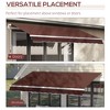 Vynxaria Retractable Awning - 12' x 8' Patio Sun Shade with Manual Crank Handle - Brown - 3 of 4