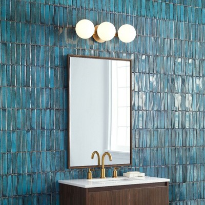 Aged Brass 3-Light Vanity with Satin Opal Glass Shades