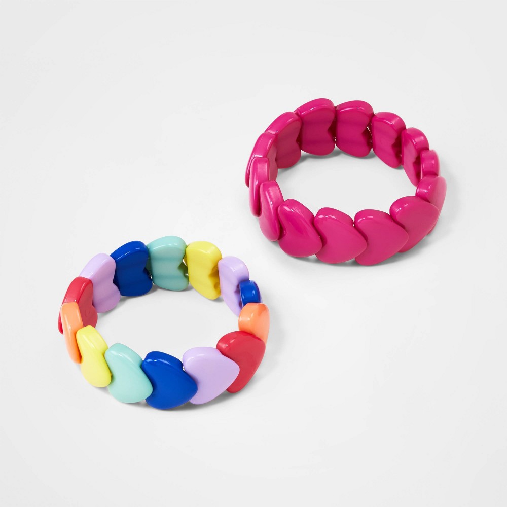 Girls' 2pk Heart Shaped Beaded Bracelet Set - Cat & Jack™
