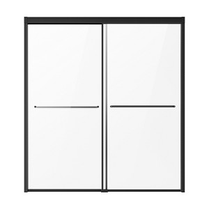 VEVOR Bathtub Shower Door, 56-60 in. W x 60 in. H, Semi-Frameless Double Sliding Tub Door,with 1/4 in Shatterproof Tempered Glass and Handle, Black - 1 of 4
