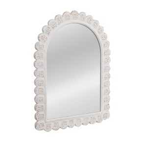 Storied Home Arched Raised Scallop Pattern Wood Wall Mirror, White - 1 of 4