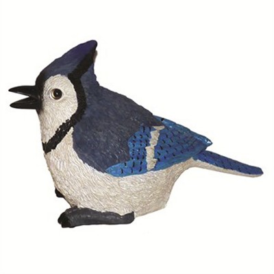 Michael Carr Designs Critter Chirper Collection Polyresin Realistic Blue Jay Bird Outdoor Singing Figurine Statue for Lawn & Garden Decoration
