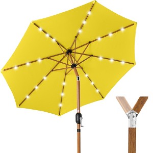 Best Choice Products 10ft Solar LED Lighted Outdoor Woodgrain Pattern Steel Market Patio Umbrella - 1 of 4